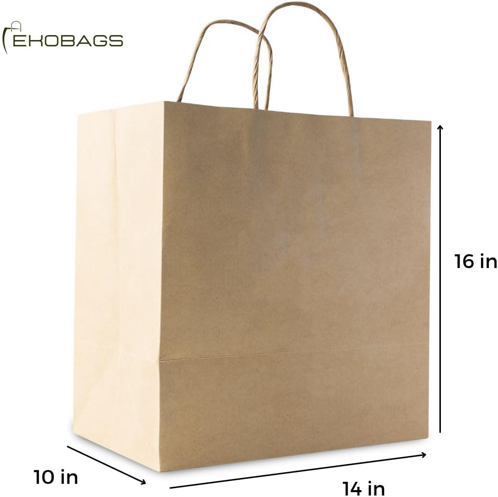 Titan Kraft Paper Gift Bags with Handles, Holds up to 37L/10 lbs