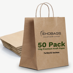 Granvia Kraft Paper Gift Bags with Handles, Holds 13.8L