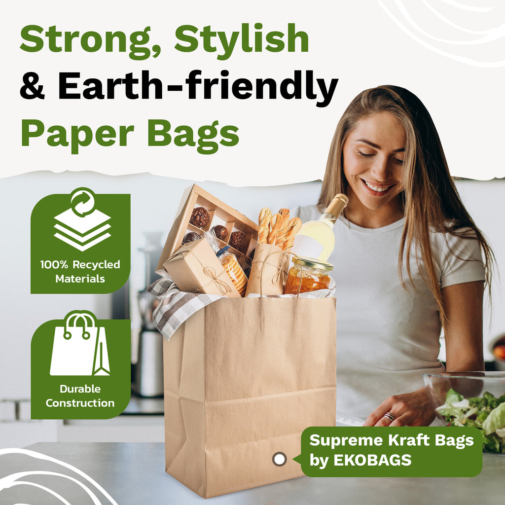 Supreme Kraft Paper Gift Bags with Handles, Holds 25.38L