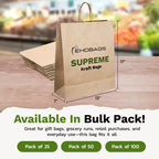 Supreme Kraft Paper Gift Bags with Handles, Holds 25.38L
