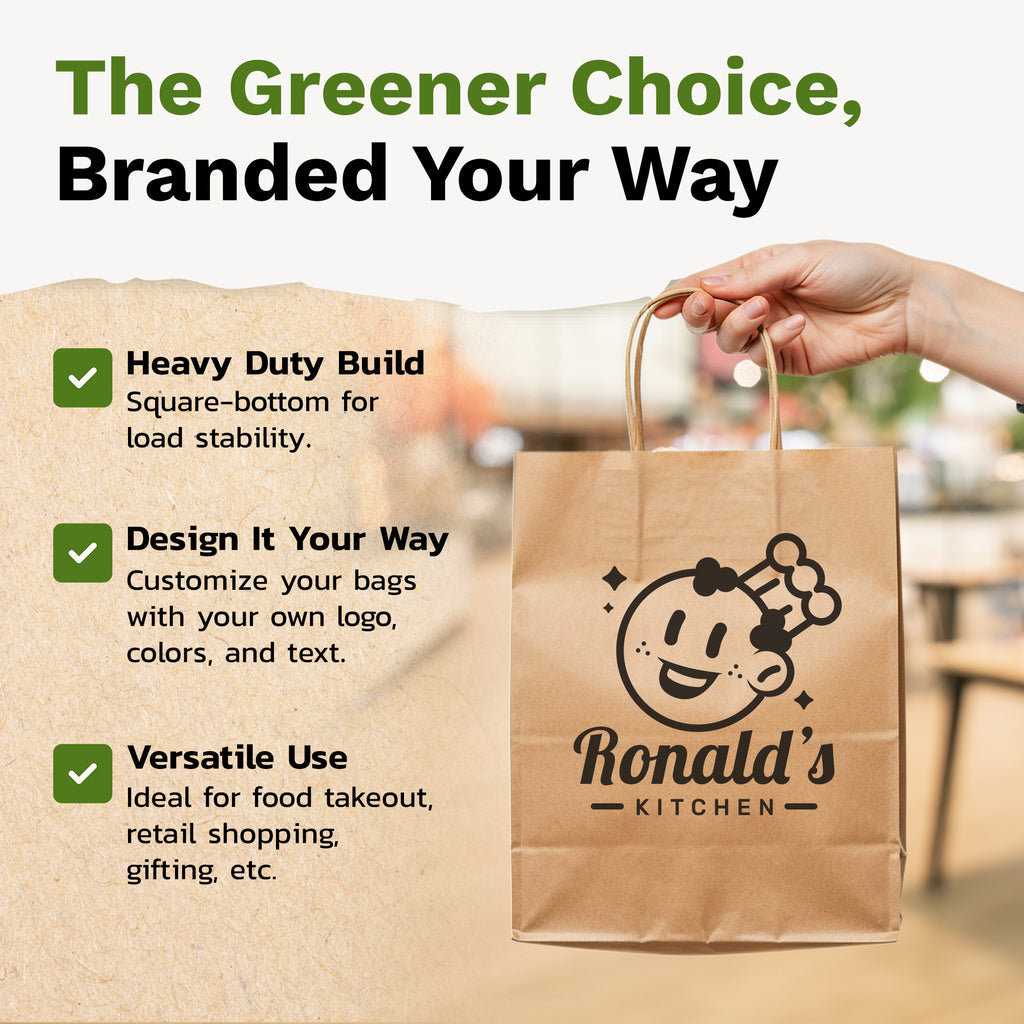 Elegance Small Kraft Paper Gift Bags with Handles, Holds 3.4L