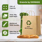 Granvia Kraft Paper Gift Bags with Handles, Holds 13.8L