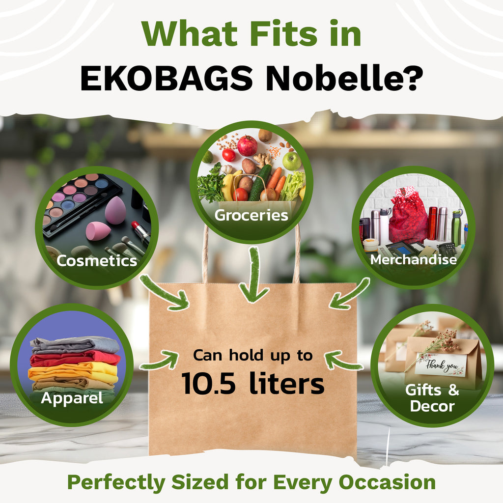 Nobelle Kraft Paper Gift Bags with Handles, Holds 10.5L