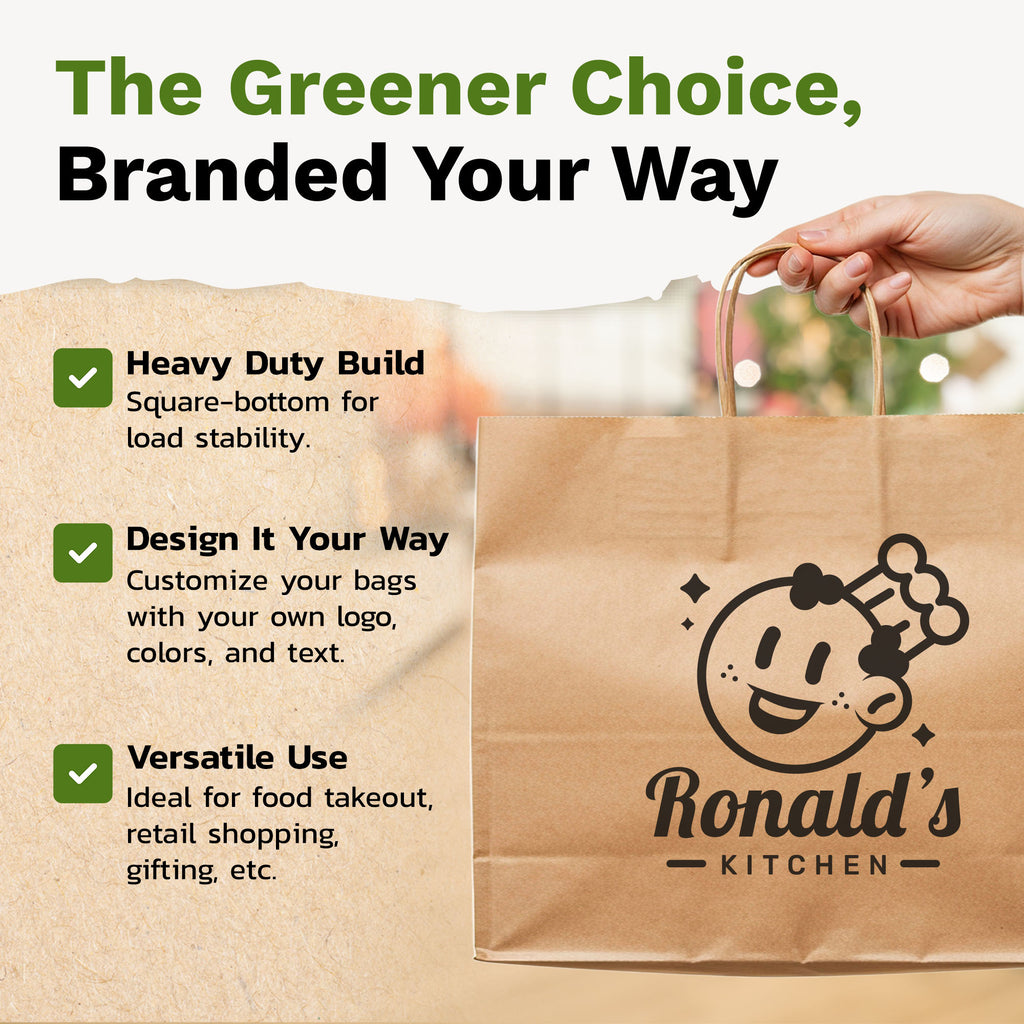 Sienna Kraft Paper Gift Bags with Handles, Holds 20.3L