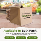 Sienna Kraft Paper Gift Bags with Handles, Holds 20.3L