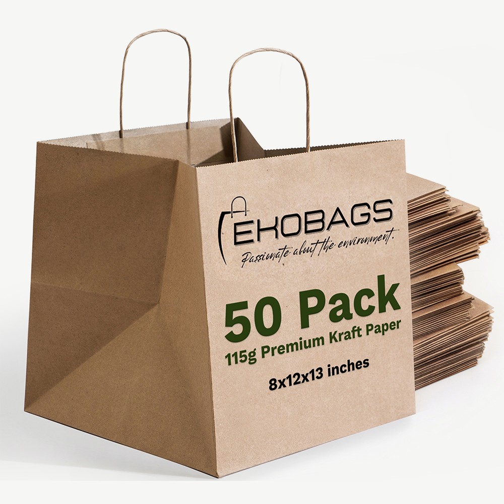 Sienna Kraft Paper Gift Bags with Handles, Holds 20.3L