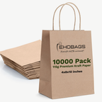Elegance Small Kraft Paper Gift Bags with Handles, Holds 3.4L