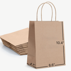 Elegance Small Kraft Paper Gift Bags with Handles, Holds 3.4L