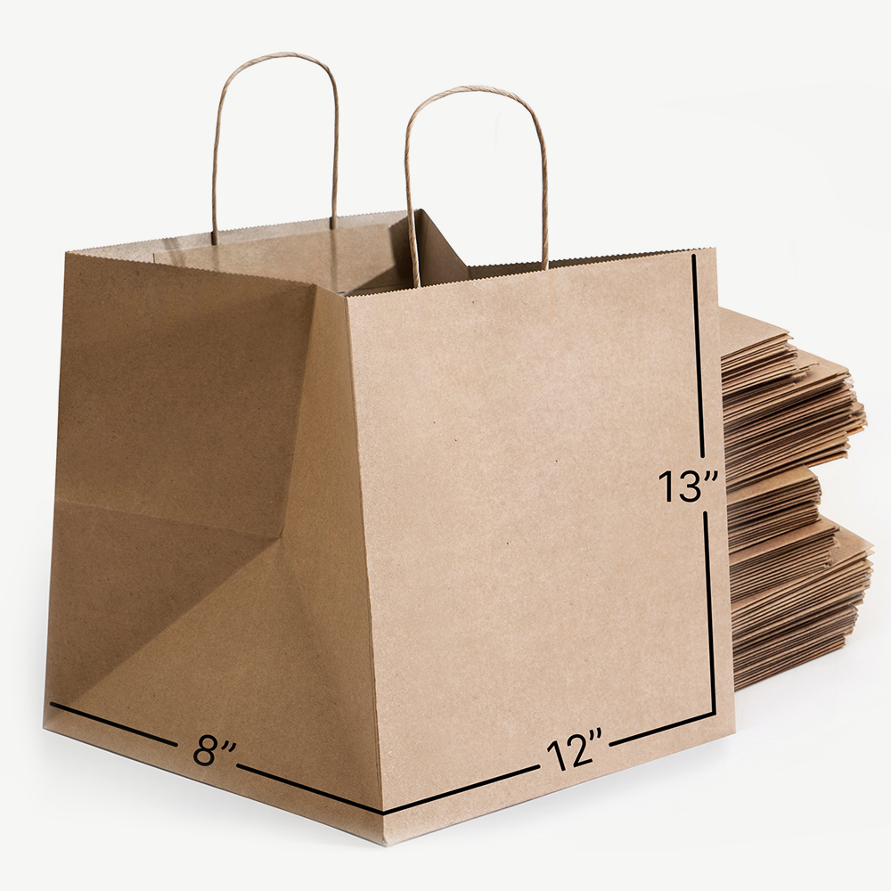 Sienna Kraft Paper Gift Bags with Handles, Holds 20.3L