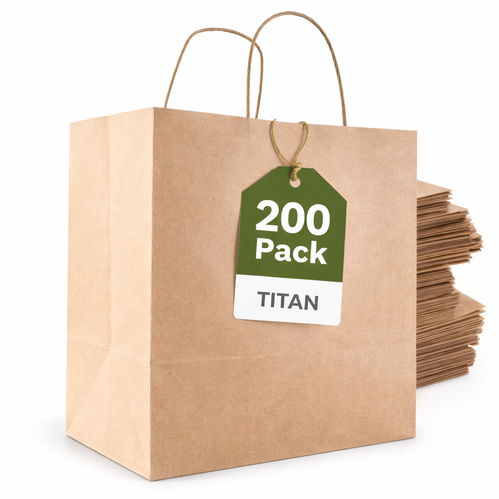 Titan Kraft Paper Gift Bags with Handles, Holds up to 37L/10 lbs